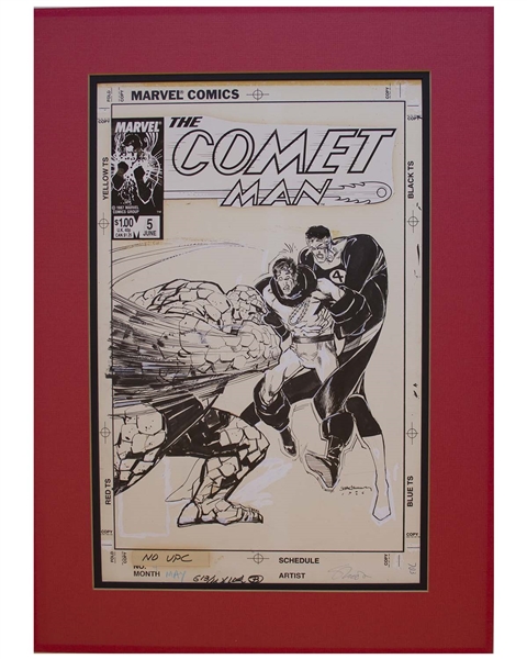 Bill Sienkiewicz Original Hand-Drawn Cover Art for ''Comet Man #5'' -- With a Guest Appearance of ''The Thing'' and ''Mister Fantastic'' From ''Fantastic Four''